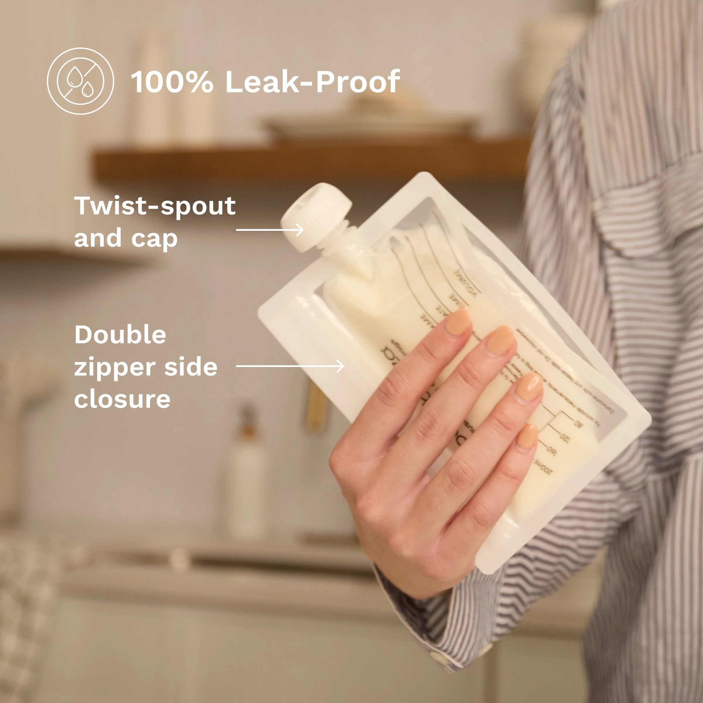 Reusable Breastmilk Storage Bags, 10 Pack, Includes Filling Funnel - Image 3