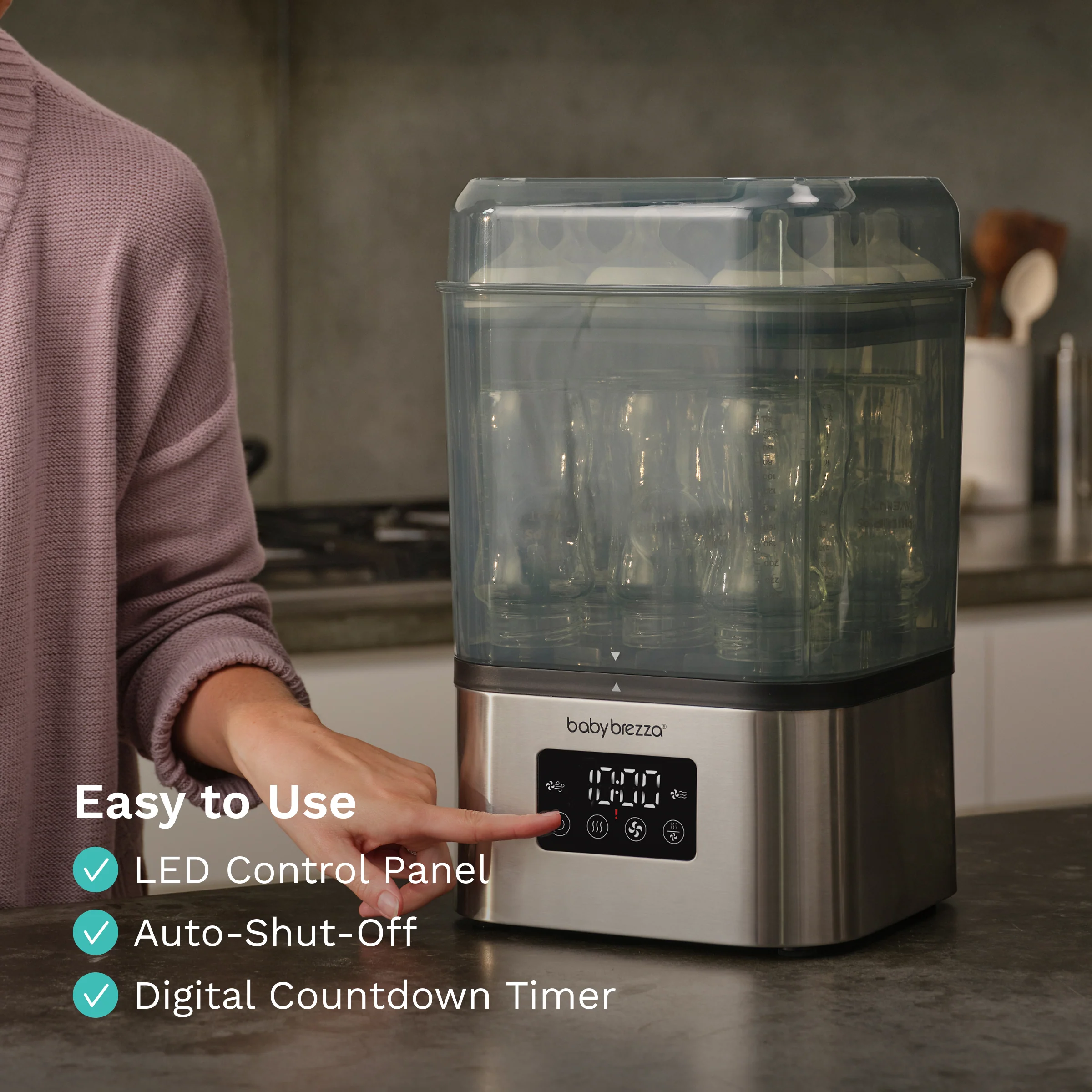SuperQuick™ Baby Bottle Sterilizer and Dryer Stainless Steel - Sterilizes & Dries in just 10 Minutes - Image 2