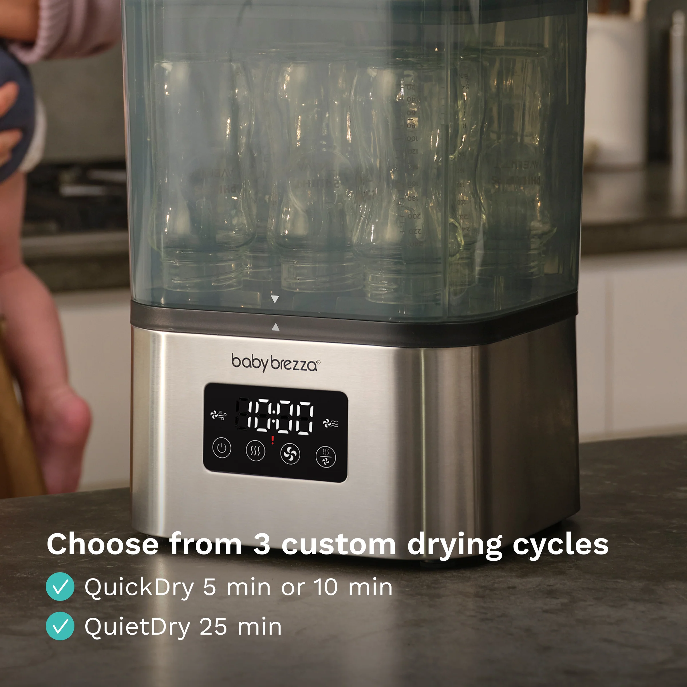 SuperQuick™ Baby Bottle Sterilizer and Dryer Stainless Steel - Sterilizes & Dries in just 10 Minutes - Image 4