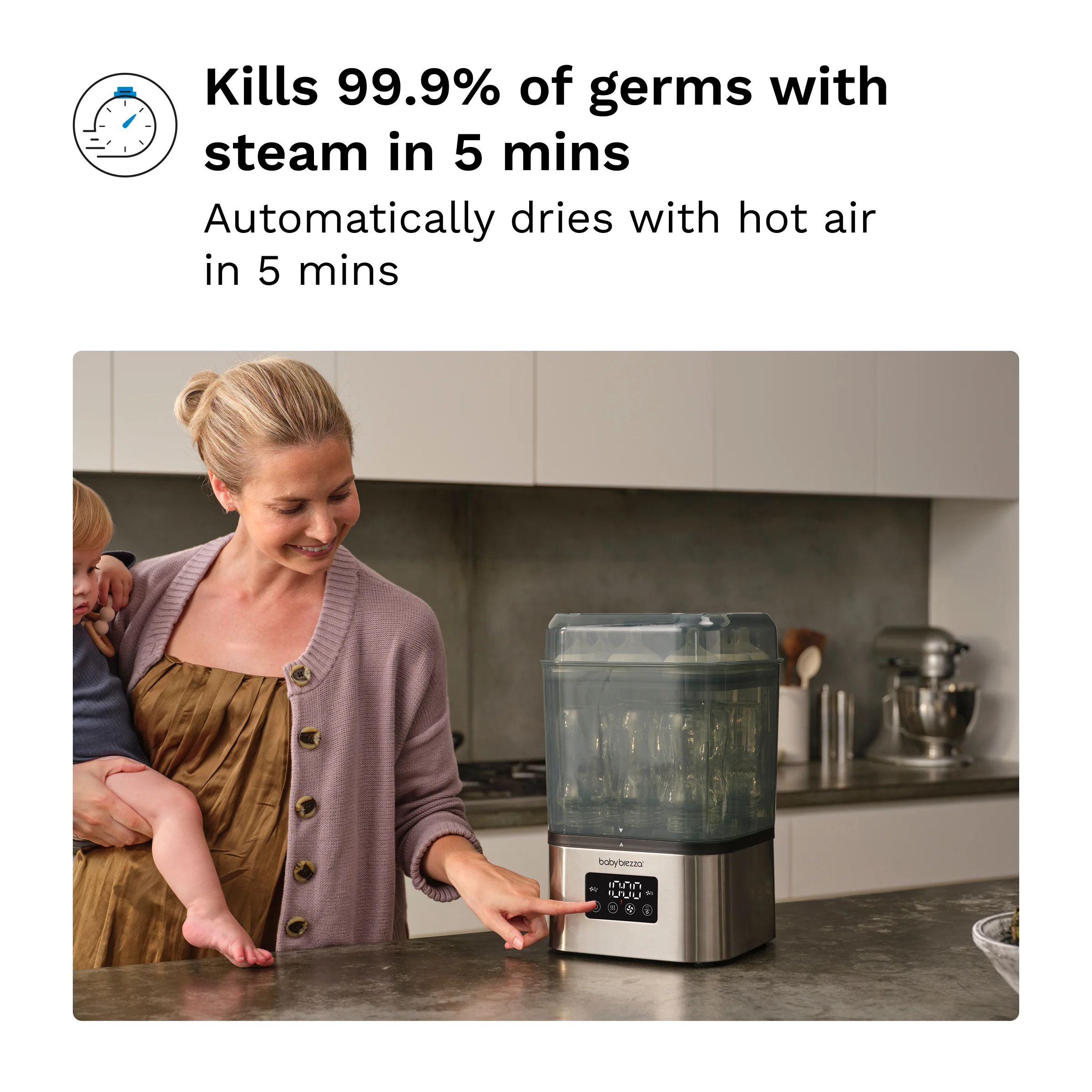 SuperQuick™ Baby Bottle Sterilizer and Dryer Stainless Steel - Sterilizes & Dries in just 10 Minutes - Image 5