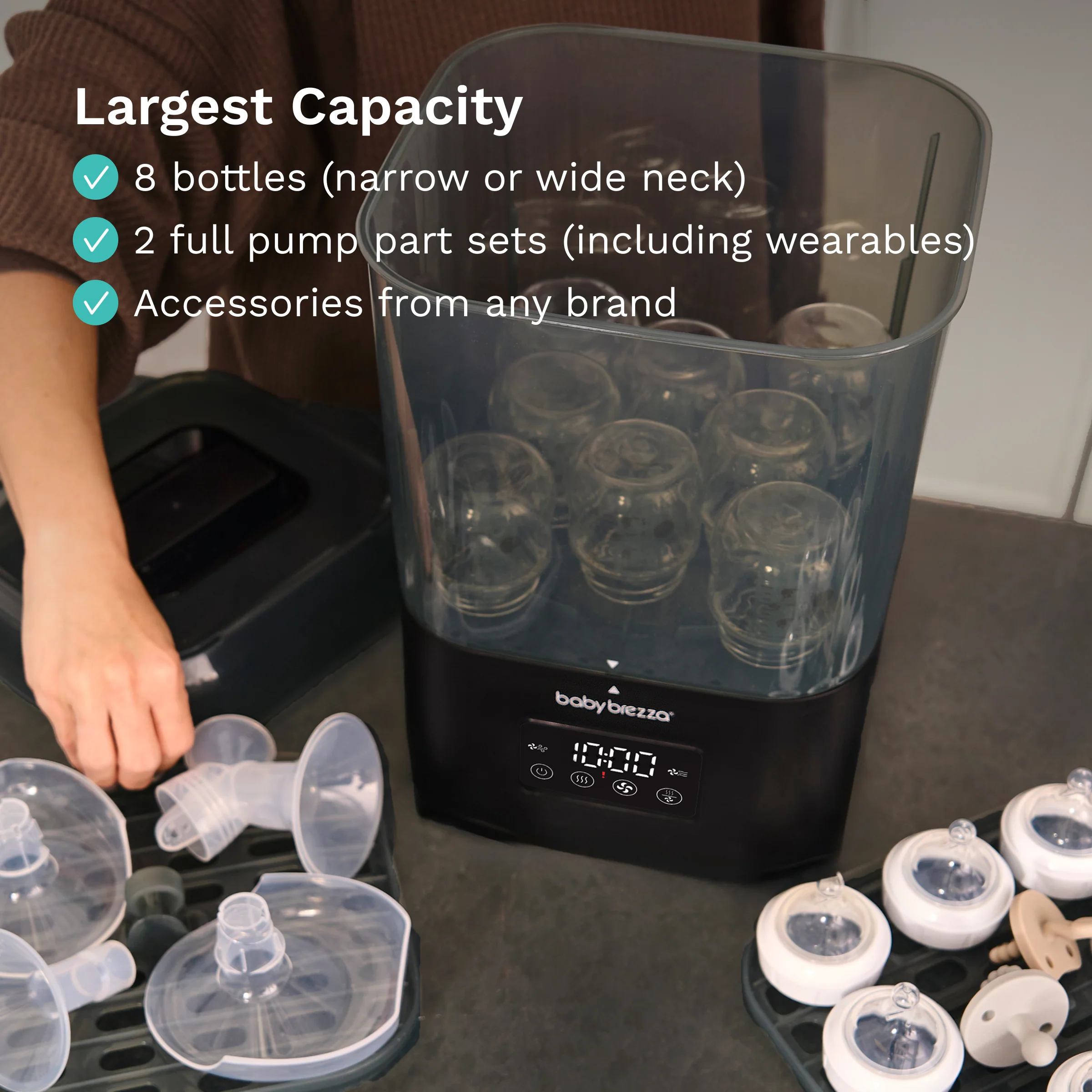 SuperQuick™ Baby Bottle Sterilizer and Dryer Premium Black - Sterilizes & Dries in just 10 Minutes - Image 3