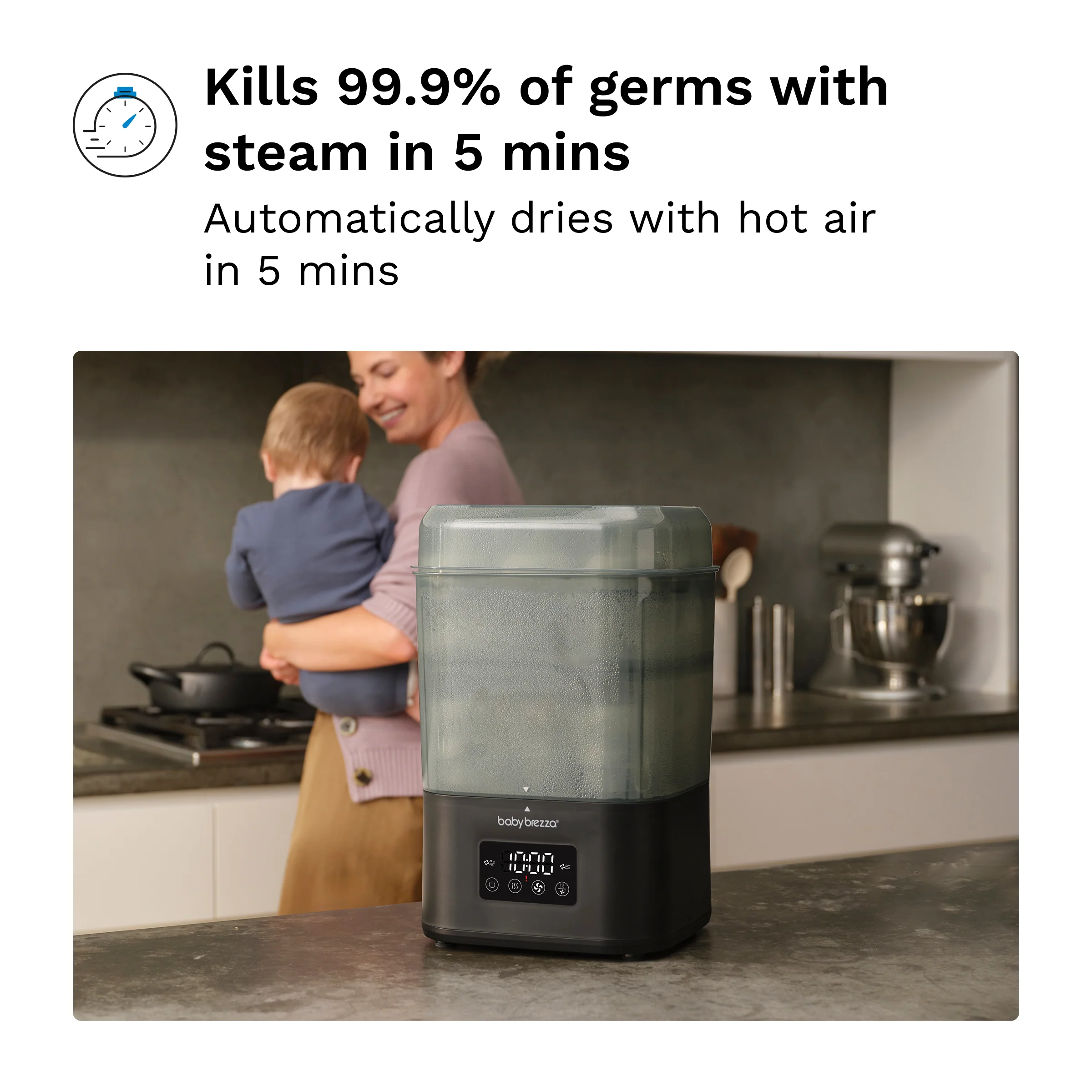 SuperQuick™ Baby Bottle Sterilizer and Dryer Premium Black - Sterilizes & Dries in just 10 Minutes - Image 4